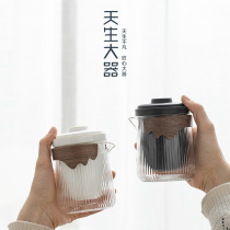 Natural big equipment Guanshan fast guest Cup one pot three cups anti-hot glass carrying bag travel tea set gift custom logo