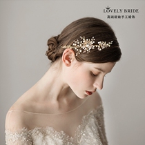 European And European Retro Temperament Handmade Pearl Delicate Hair Stirrup Bridal Wedding Dresses Hair hair with golden red ornaments