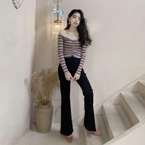 SYT invincible high leg long micro-lapped trousers 2021 new spring high waist hanging ins wind all-match casual pants