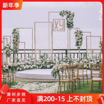 New wedding iron background decoration shelf iron long frame Road lead geometric cuboid arch stage shelf