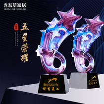 High-grade crystal glass trophy New creative party award ceremony Event competition Five-star glory custom-made Custom-made Custom-made custom-made custom-made custom-made
