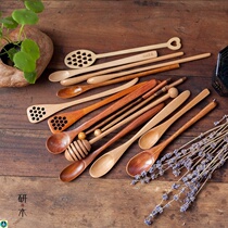 Long Handle Dessert Honey Small Wooden Spoon Spoon Spoon Spoon Home Wood Spoon Han Style Honey Milk Powder Coffee Stirring Stick