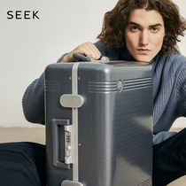 Italian original design SEEK narrow frame trolley case aluminum frame suitcase male 20 inch leather suitcase 24 inch