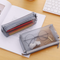 Fashion Pen Bag hipster Simple Nylon Transparent Mesh Pencil Case Stationery Stereo Large Capacity Triangle