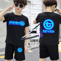 Anime assassin 567 Wu 567 cotton shorts suit mens childrens students summer short-sleeved T-shirt top clothes