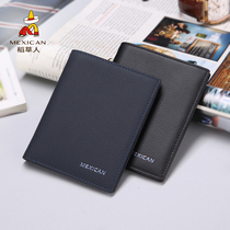 Scarecrow leather wallet short mens first layer cowhide wallet vertical soft wallet fashion trend youth mens bag