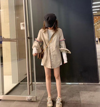 TB shirt jacket 2021 summer new net red with the same khaki casual wild Western style couple shirt top