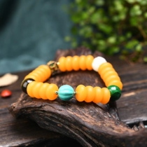 Natural Old Nectar Wax No Sign Pendant Amber Raw Stone Safe Button Necklace Drop Pendant Men And Women Sweaters Chain