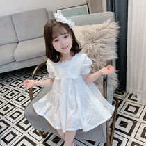 Korean childrens clothing girls summer short sleeve dress 2021 New lace princess dress baby Foreign skirt