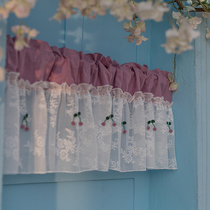 Style American lace Lace Curtain Fields Small Drapes Decoration Short Curtain Semi-Curtain Cabinet Curtain Coffee Curtain bedroom door curtain free of punch