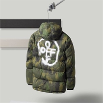 OFF OW WHITE autumn and winter loose camouflage padded coat hooded jacket long down jacket