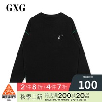 GXG mens winter new black low neck sweater mens fashion brooch decoration sweater GY120503G