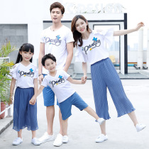 Parent-child short sleeve t-shirt family of three 2021 New Tide Korean version of foreign style Travel Family set mother and daughter Summer clothes