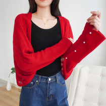 Air-conditioned room shawl cardigan summer female hollow twisted thin cashmere knitted scarf cape can be worn with small waffle shawl