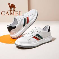 Camel leather shoes mens genuine leather brand autumn soft bottom soft leather breathable youth flat shoes white mens shoes