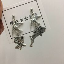 Hand-made World Peace Bird pigeon retro fun rose pistol pendant earrings earrings ear studs