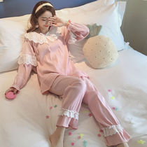 Spring and Autumn Pajamas Womens Long Sleeve Fashion Simple Cute Sweet Korean Girl Home Clothes Autumn and Winter Two Piece Set