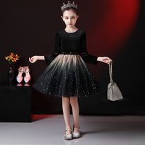 Childrens Gown Girl New Temperament New National Tide Banquet Velvet Super Foreign Air Children Princess Skirt Winter