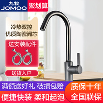 Joomoo kitchen faucet Wash basin Hot and cold water faucet Black faucet Household stainless steel 33080-506