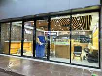 Nanjing black stainless steel glass door framed floor bullet door tempered partition black titanium rose gold edging office door