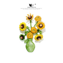 Personality vintage enamel Van Gogh sunflower brooch female temperament autumn winter sweater pin shawl buckle accessories