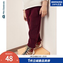 Mini Balabala autumn and winter clothes for boys and girls Baby Children baby woolen trousers children cotton pants