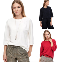 Eurocode Ladies Des 70% sleeve blouses round collar spring and summer style headsets