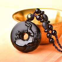 2021 belongs to the Tiger Linghu double dog Gui Tongcai obsidian safe buckle pendant Xiao Hu Kai Yun pendant