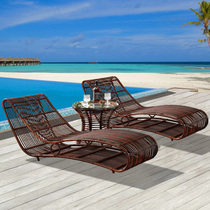 Outdoor rough recliner indoor and outdoor beach rattan lay bed lazy villa resort sun room creative rattan chair