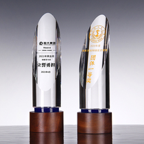 Crystal trophy custom creative walnut trophy custom free lettering competition champion award honor authorization card