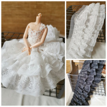 Black and white three-layer chiffon lace skirt collar cuffs diy doll skirt tshirt lace accessories