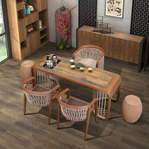 New Chinese solid wood tea table modern minimalist tea table and chairs combine Zen with small tea table tea room Kung Fu tea tea table a few