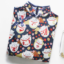 Chinese style cheongsam female 2019 summer young girl fashion improved daily dress short sexy retro