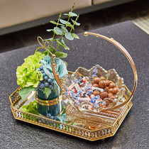 Light luxury style Nordic metal glass fruit plate household living room candy tray tray tissue box fruit basket soft set