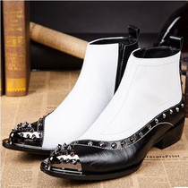 Han Edition New Leather Tip Men Boots Daily Breakthrough Zip Rider Boots Hairy Leather Boots
