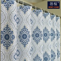 Bei Bei green flower waterproof bath curtain thickened polyester cloth toilet mildew-proof partition shower warm hanging curtain bathroom blinds