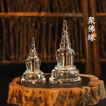 Stupa with Manna Pill Relic Saffron Scriptures Plastic Relic Thai Gawu Acrylic Crystal Relic