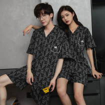 ins couple pajamas summer 2021 Tide brand men and women cotton short sleeve thin Mickey Net red explosive home clothes