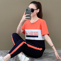 Sports Suit Women 2021 Summer New Korean Version Fashion Trends Pure Cotton Short Sleeves Casual Two Sets Thin Spring