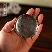 Xian Yunya play pure hand forging hammer eye pattern sterling silver copper silver round coaster kung fu tea set tea ceremony zero match