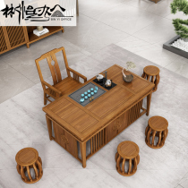 Guangdong new Chinese style high-end office furniture solid wood supporting office coffee table guest area office tea table spot
