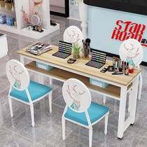 Simple nail table and chair set double European tempered glass single nail dressing table manicure table double layer