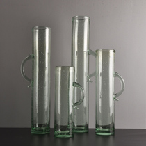 Floor-to-ceiling vase large and large ornaments living room flower arrangement vase rich bamboo transparent glass flower creative jewelry