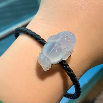 Myanmar natural jadeite A goods high ice brave hand rope men and women with bracelet bracelet 18K gold giant cost-effective