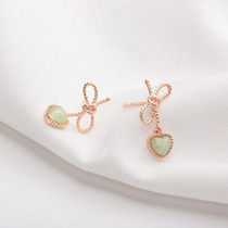 925 sterling silver love bow stud ear sweet hipster student earrings Korean fairy ear jewelry temperament