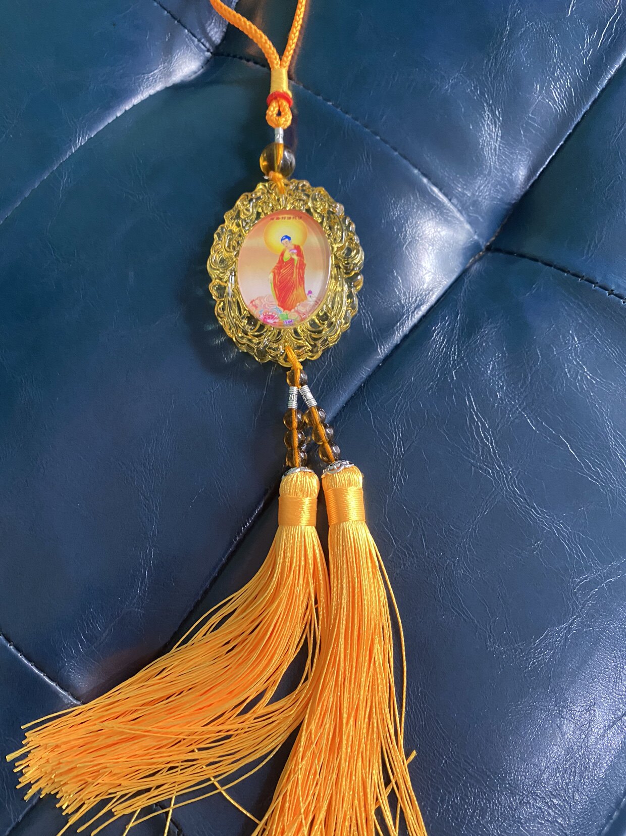 Namo Amitabha Buddha car pendant peace sign