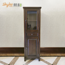 American solid wood TV column cabinet ying shi ju bookcase door cabinet locker corner cabinet shyho living room furniture