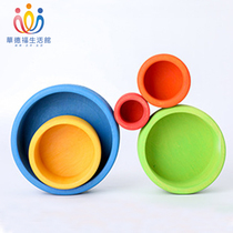 Waldorf Life Pavilion original wood rainbow stacked cups to build education Enlightenment 2-year-old educational childrens building block toys