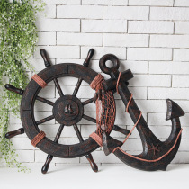 Iron anchor Mediterranean style retro handmade wood hanging Anchor Bar decorative anchor wooden anchor background wall