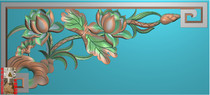 Lotus Lotus Lotus corner flower hanging corner hollow carving figure jdp relief figure gray-scale wood carving picture computer carving